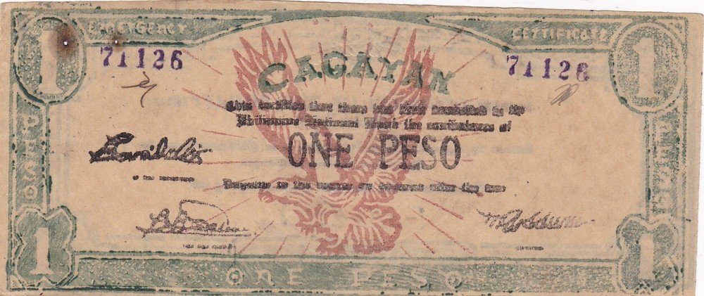 KAPPYS WC145  PHILIPPINES 1942 WW2  EMERGENCY MONEY ONE  PESO  VF NOTE PS188