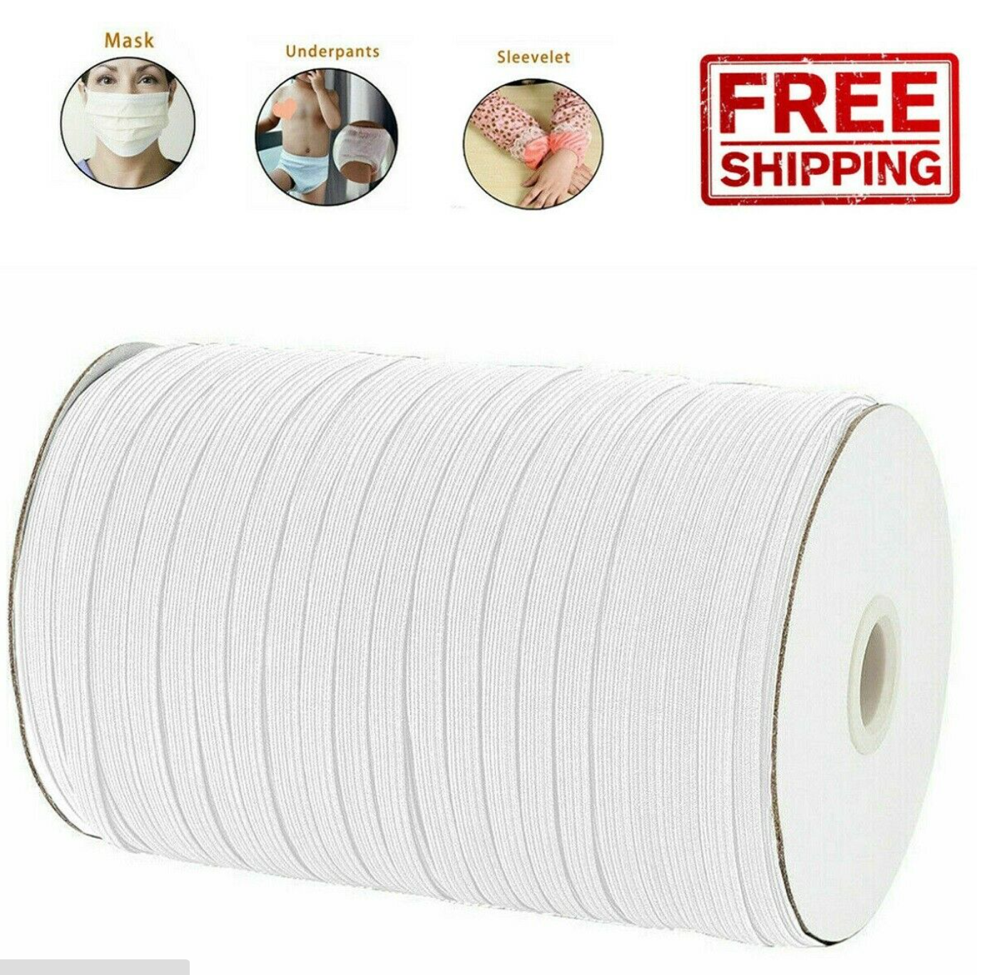 1/8 Inch,1/4 Inch Elastic Band Cord Sewing Trim | For DIY Mask Sewing and Craft
