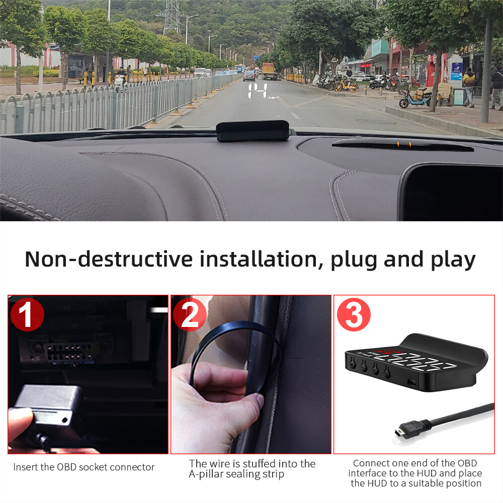 Car Head Up Display M3 OBD2 HUD Overspeed​Warning Windshield Projector