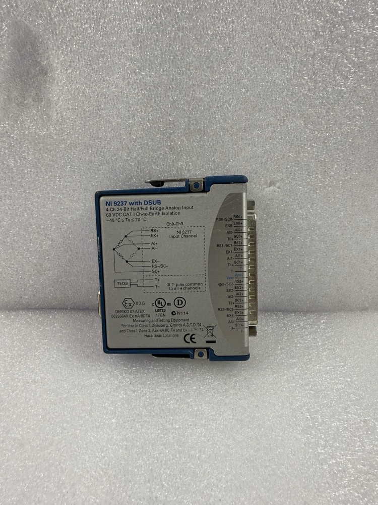 NATIONAL INSTRUMENTS NI 9237 WITH DSUB cDAQ STRAIN/BRIDGE INPUT MODULE TESTED