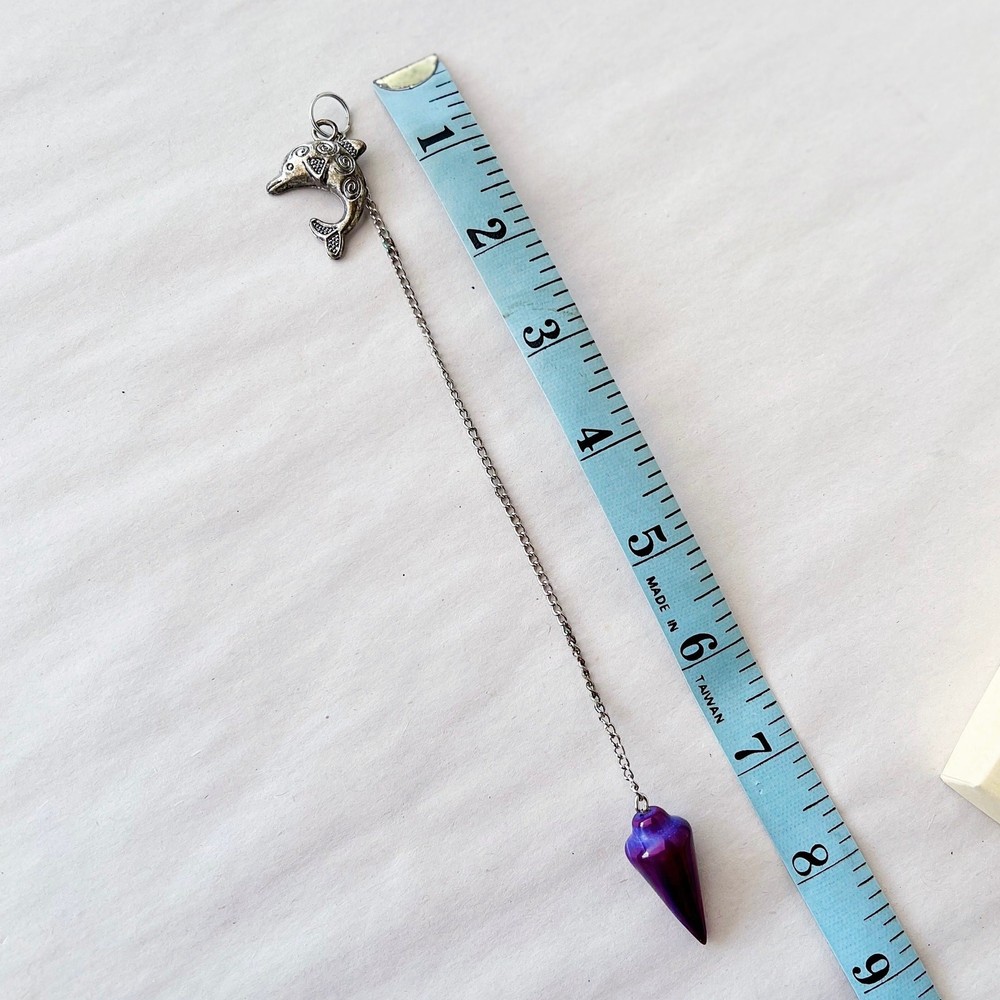 Amethyst Pendulum Dolphin Charm Purple Gemstone Divination Dowsing