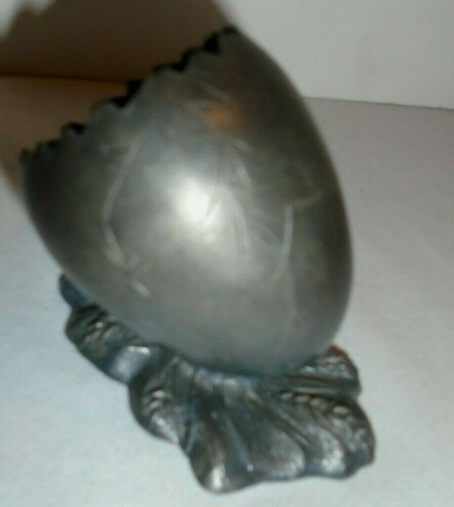 Egg Toothpick Holder Wheat Base Silver Plate 3"x2" Base, 2.5" Tall VTG FREE SHIP
