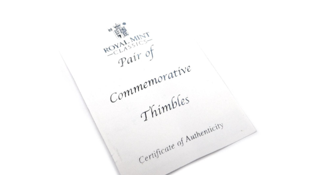 Royal Mint Commemorative Thimble Set Sterling Silver