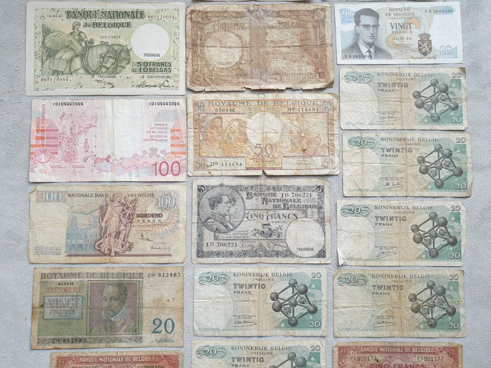 Belgium Lot Old Banknotes