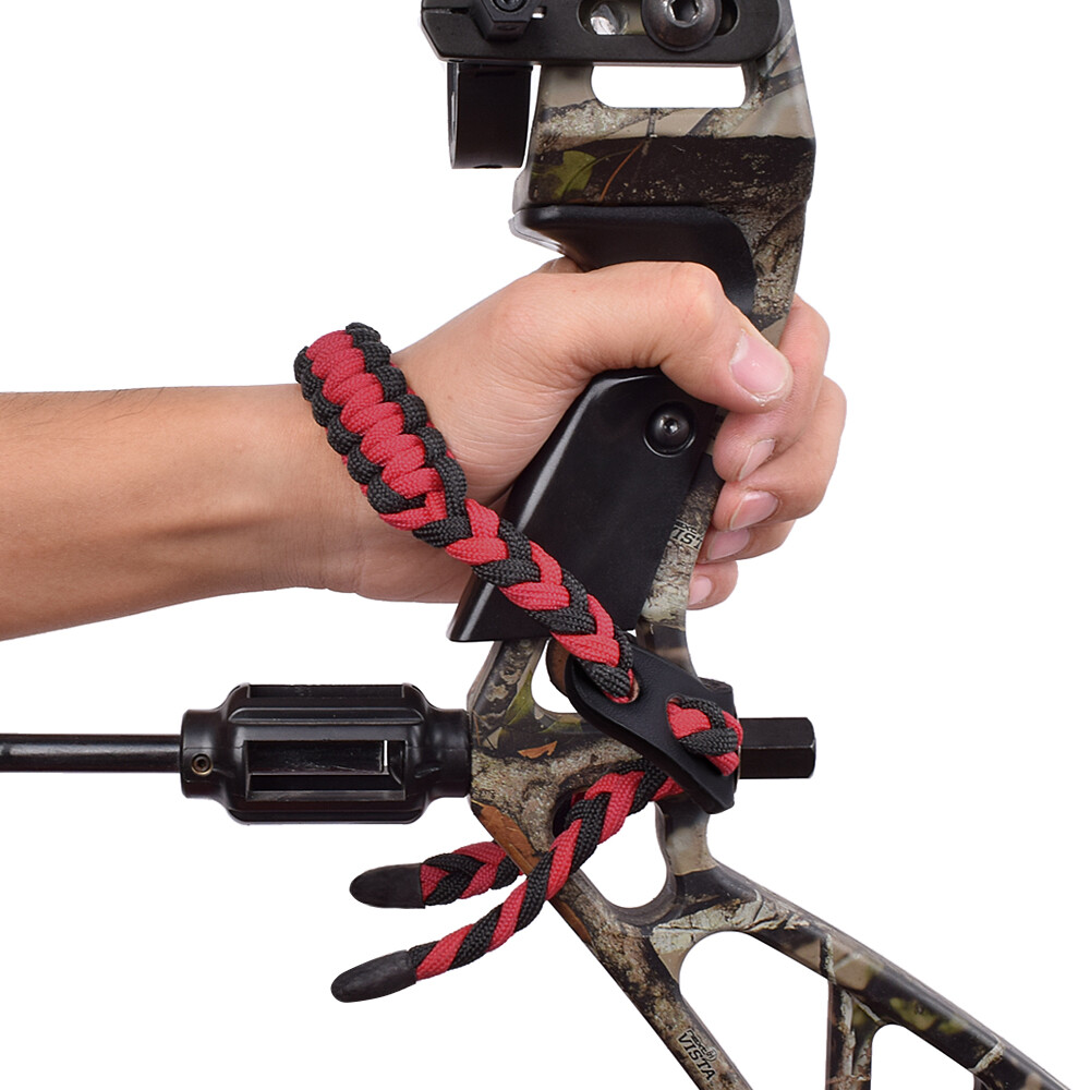 Compound Bow Wrist Sling Nylon Strap Braid with Leather for Easy Holding