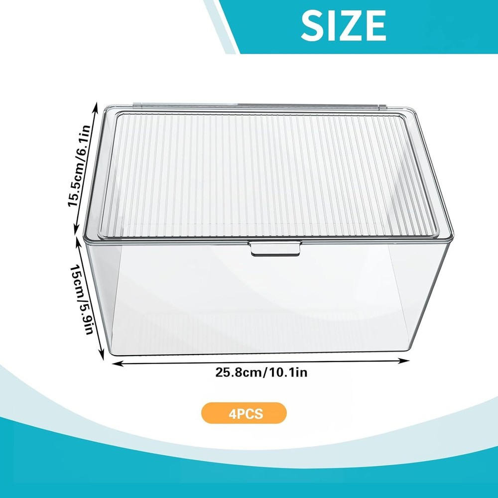 Clear CD Storage Box W/ Lid Plastic CD Holder Stand Stackable CD DVD Desk Rack
