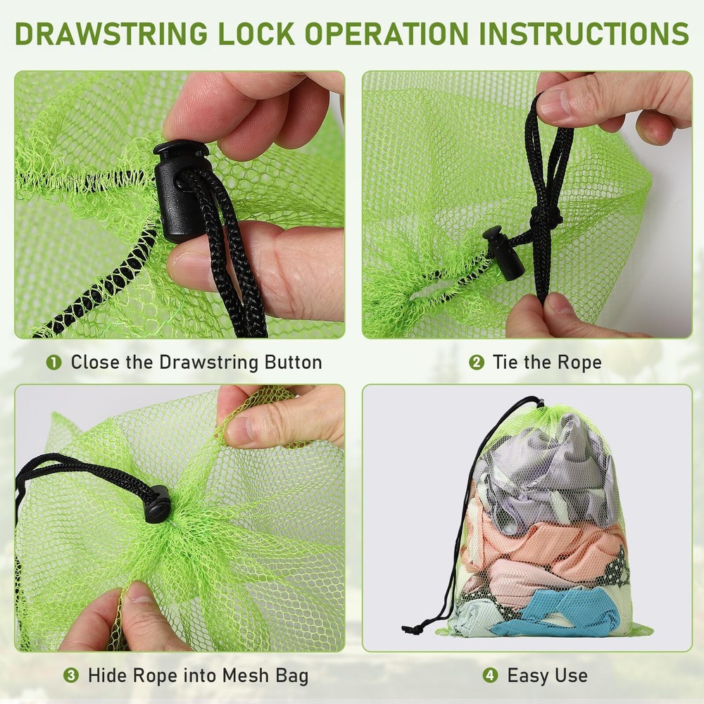 10/20/40/60/100PCS Mesh Drawstring Bag Durable Delicate 40pcs, Green