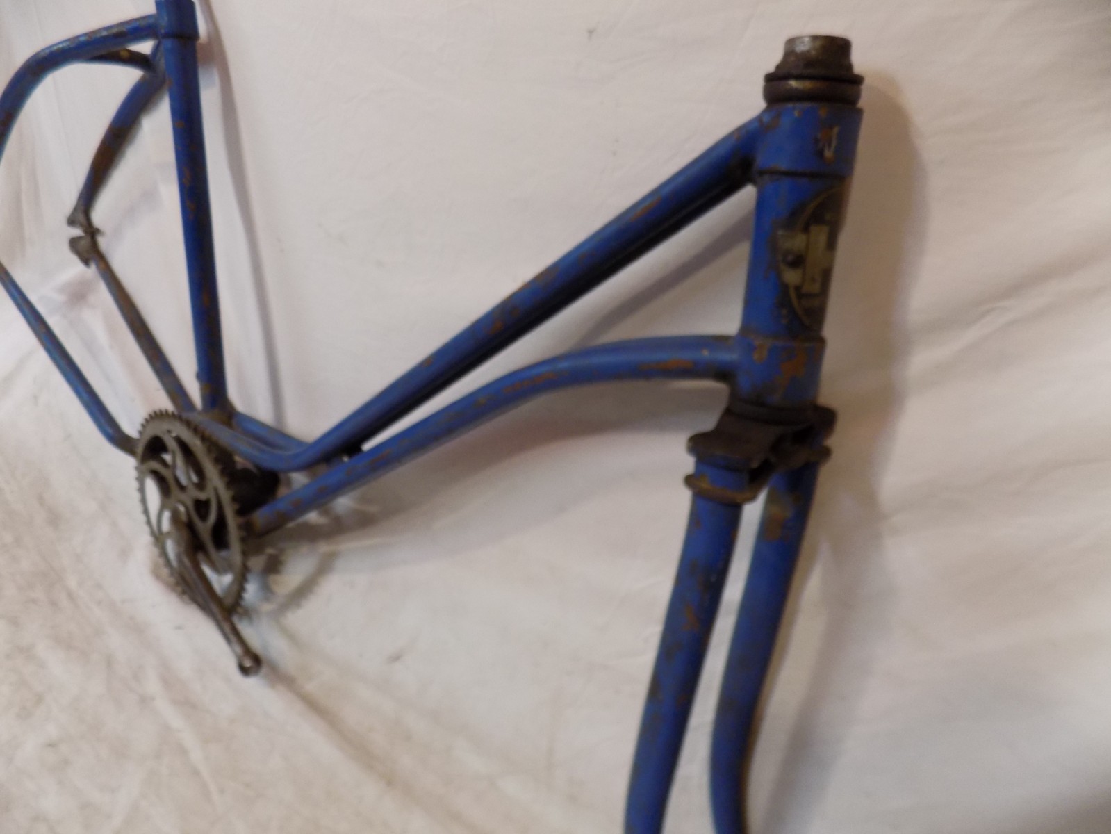 PREWAR CWC HAWTHORNE 4-BAR BICYCLE FRAME FORKS HEADBADGE MONARK 5-BAR 1930S