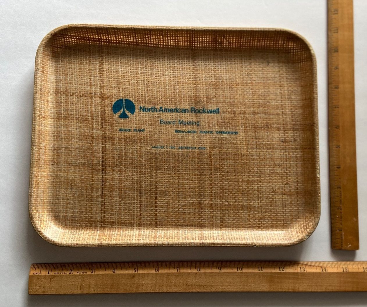 Original NASA Aug. 7, 1970 North American Rockwell Reinforced Plastic Ops Tray