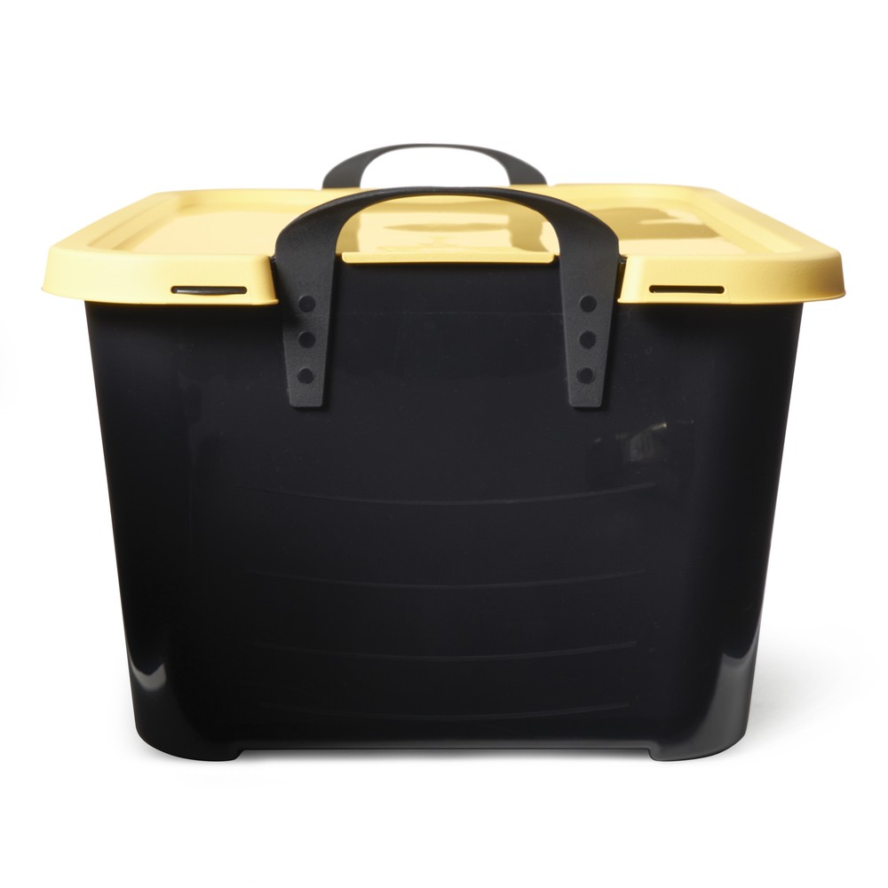 Life Story 55 Quart Plastic Stackable Storage Unit Bin, Black & Yellow (6 Pack)