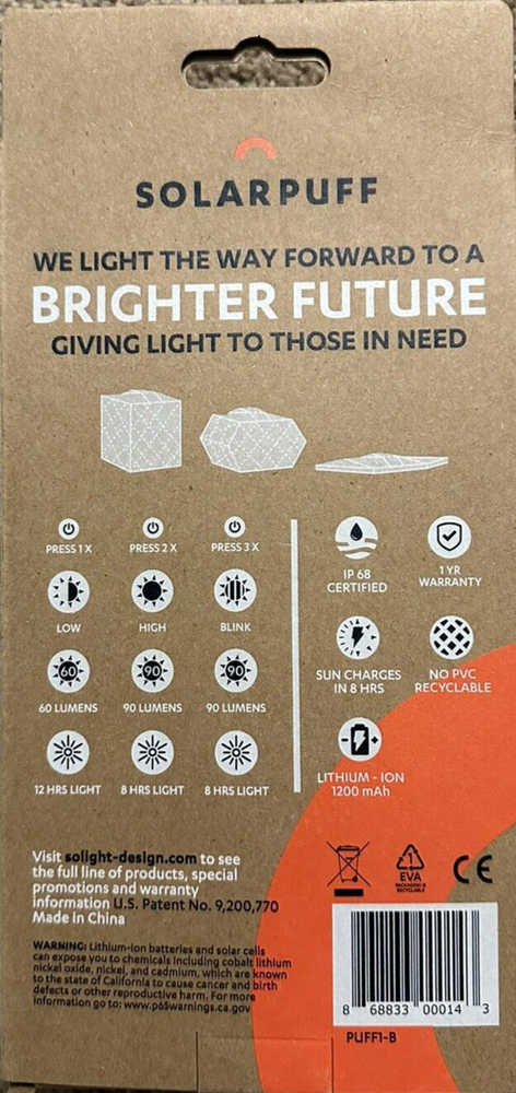 Solight Design Outdoor Solar-Powered Light, Inflatable LED Lantern - Waterpro...