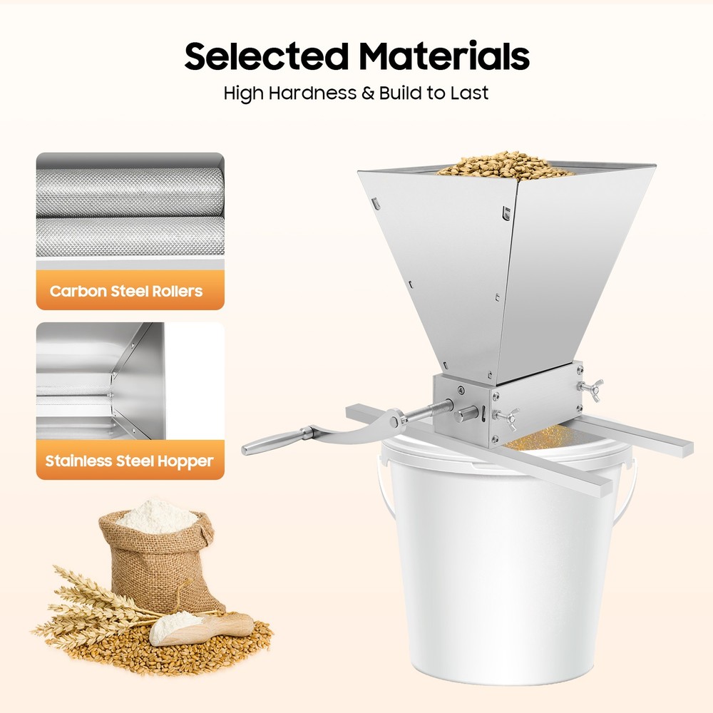 4L Manual Roller Grain Mill Adjustable Low Speed Drill Corn Crusher Machine US