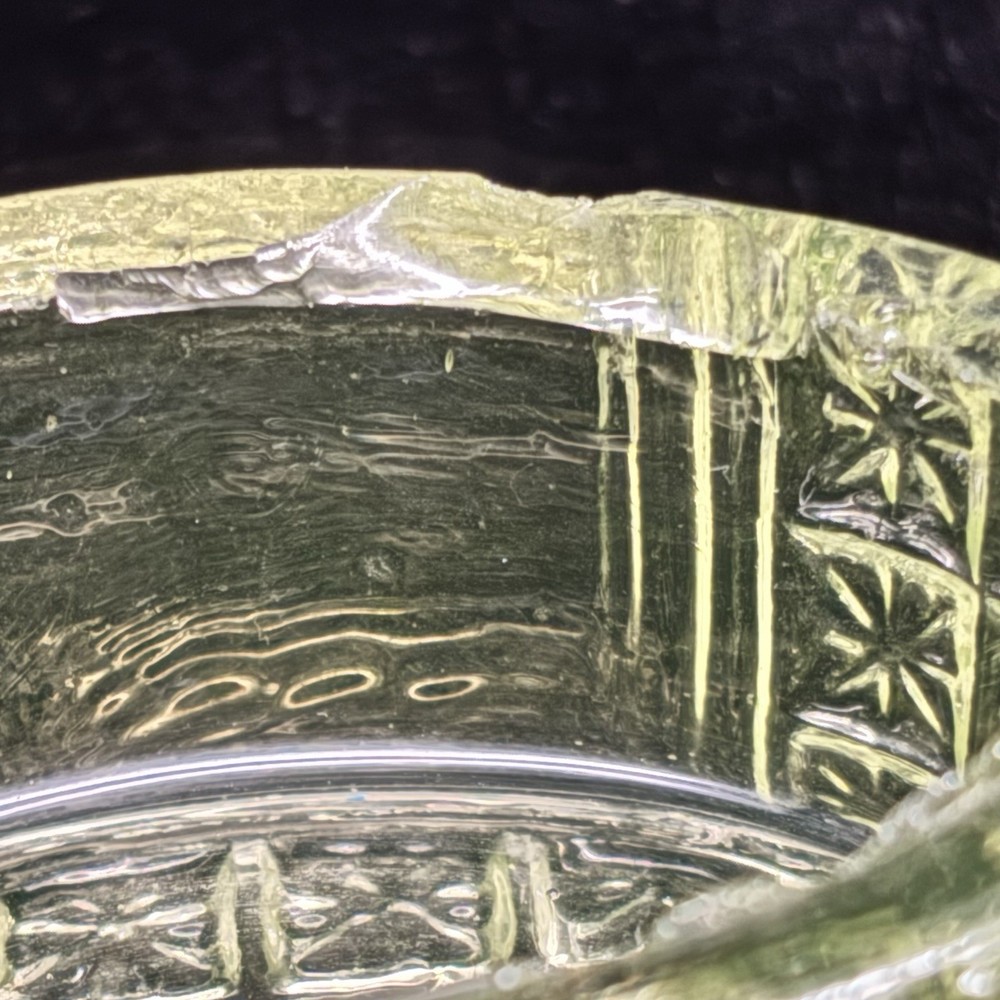 Uranium Glass Vaseline Open Salt EAPG Glows Vintage