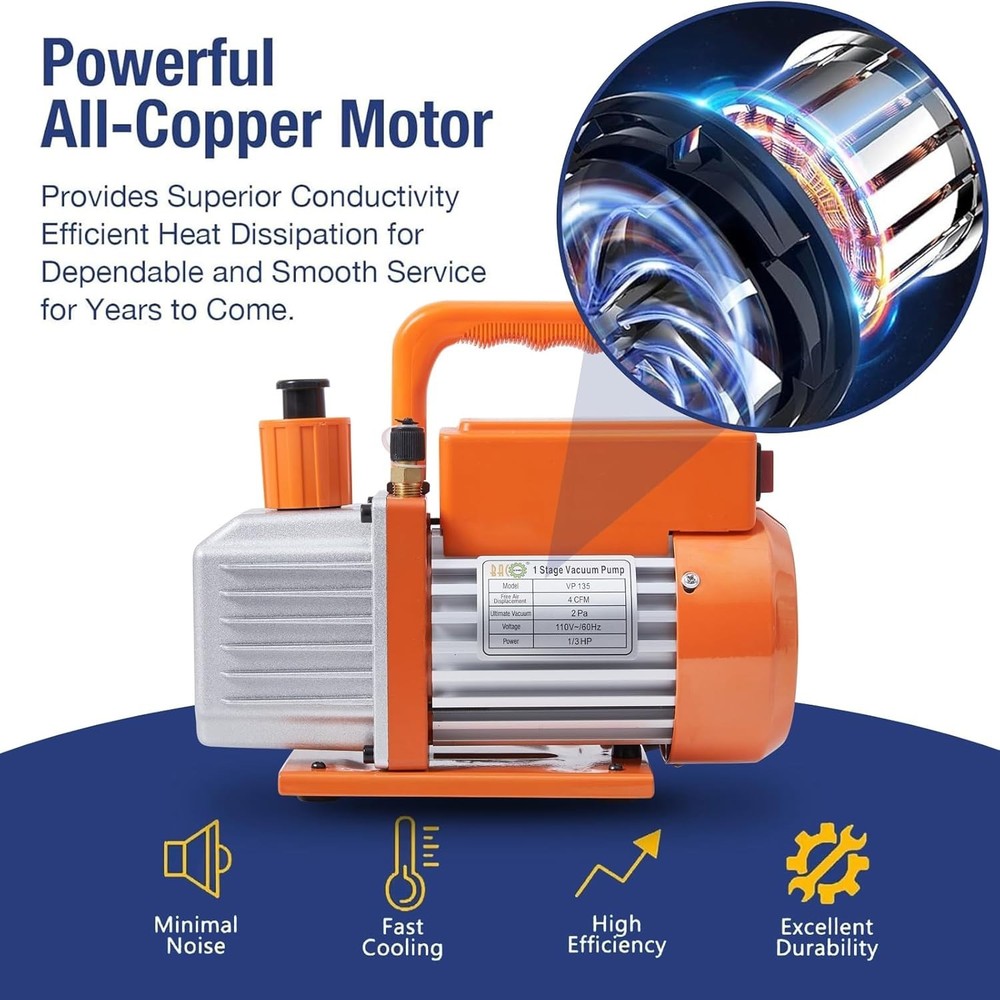 Durable AC Vacuum Pump Set for Efficient Refrigerant Handling and Installation