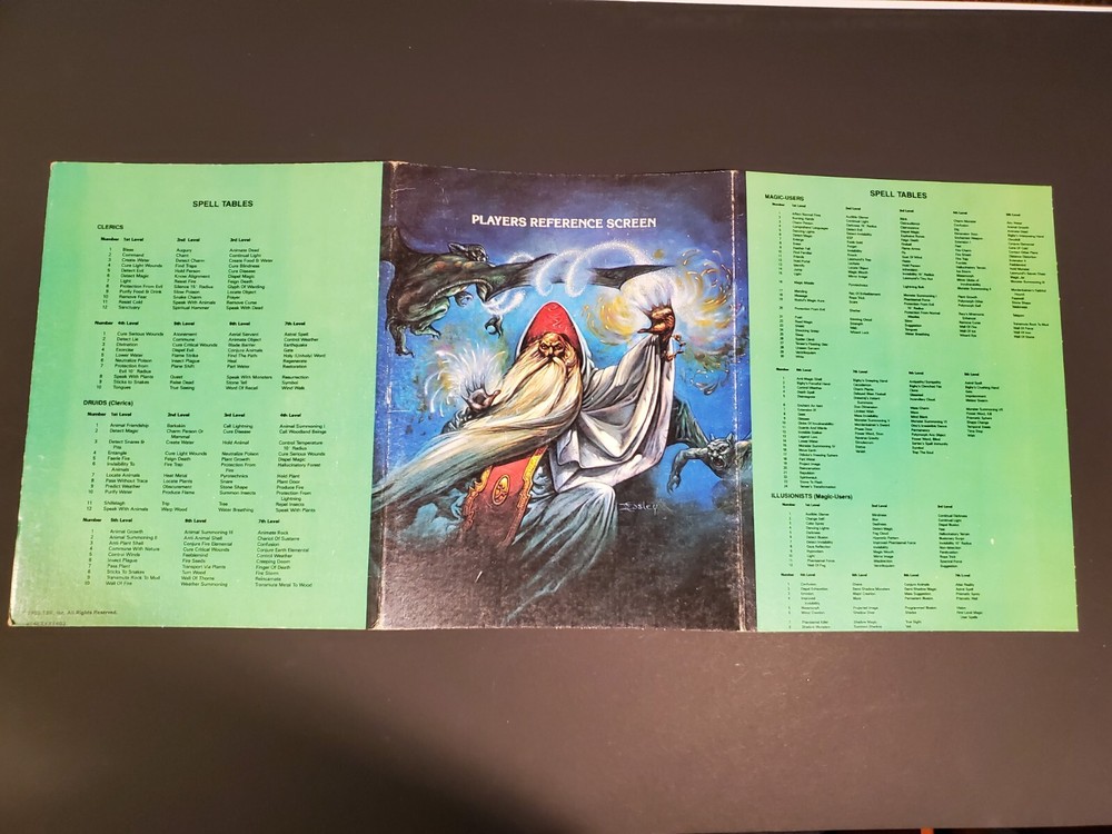 Advanced Dungeons & Dragons: Player's Reference Screen 1985 ☆ Authentic ☆