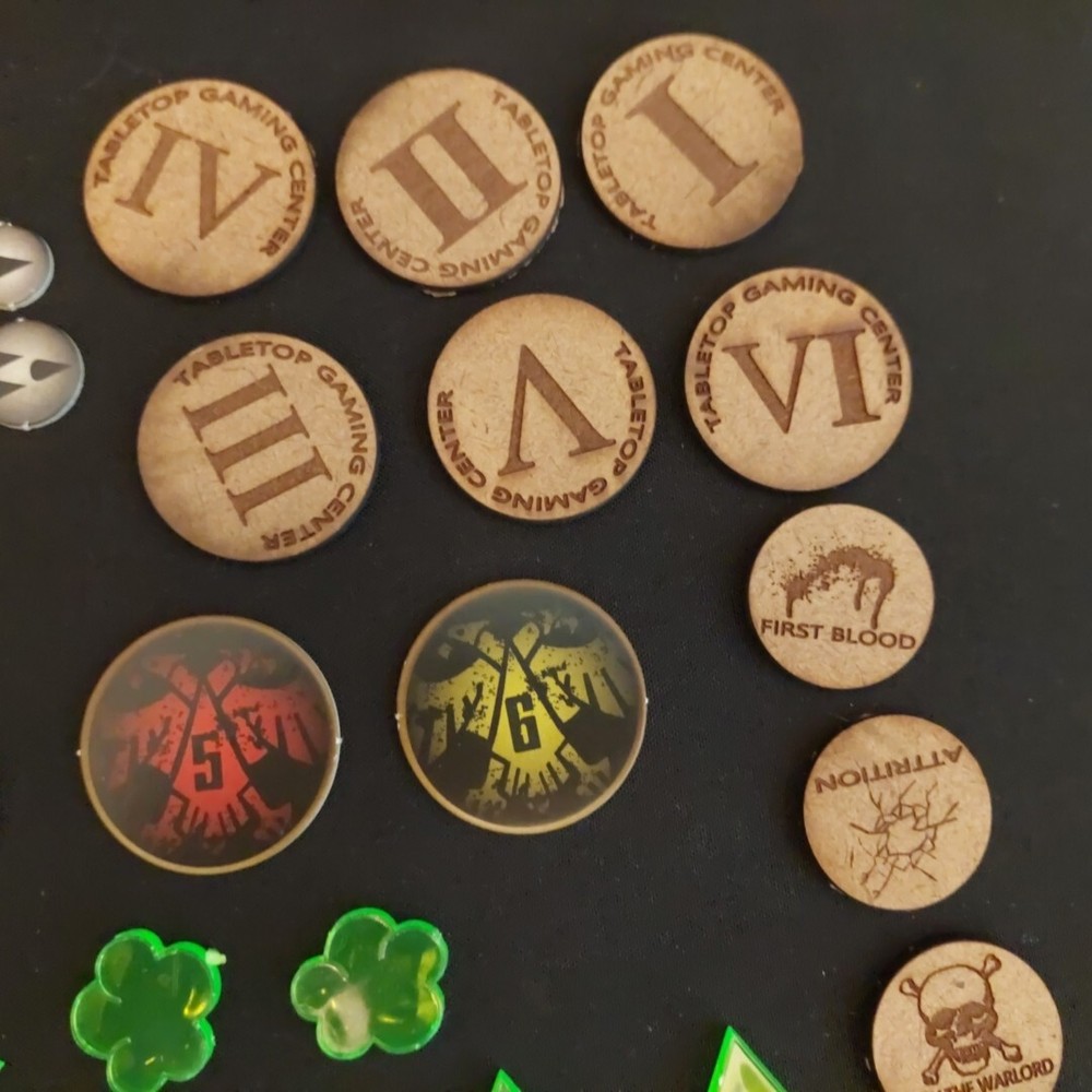 Warhammer 40k Counters Objective Markers Lot - Green Translucent Custom Tool