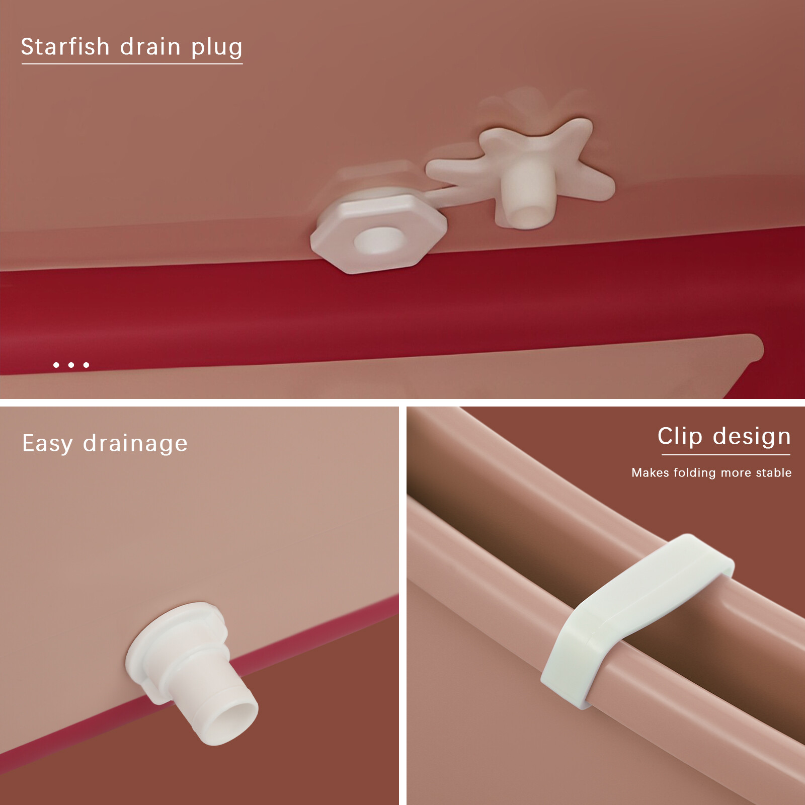 Portable Foldable Bathtub, Collapsible Children's Bathtub For Children Pink.