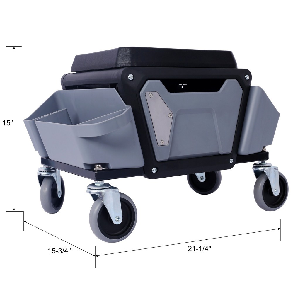 Heavy Duty Mechanic Stool with 330lbs Load Capability, Garage Stool Wheels,Gray