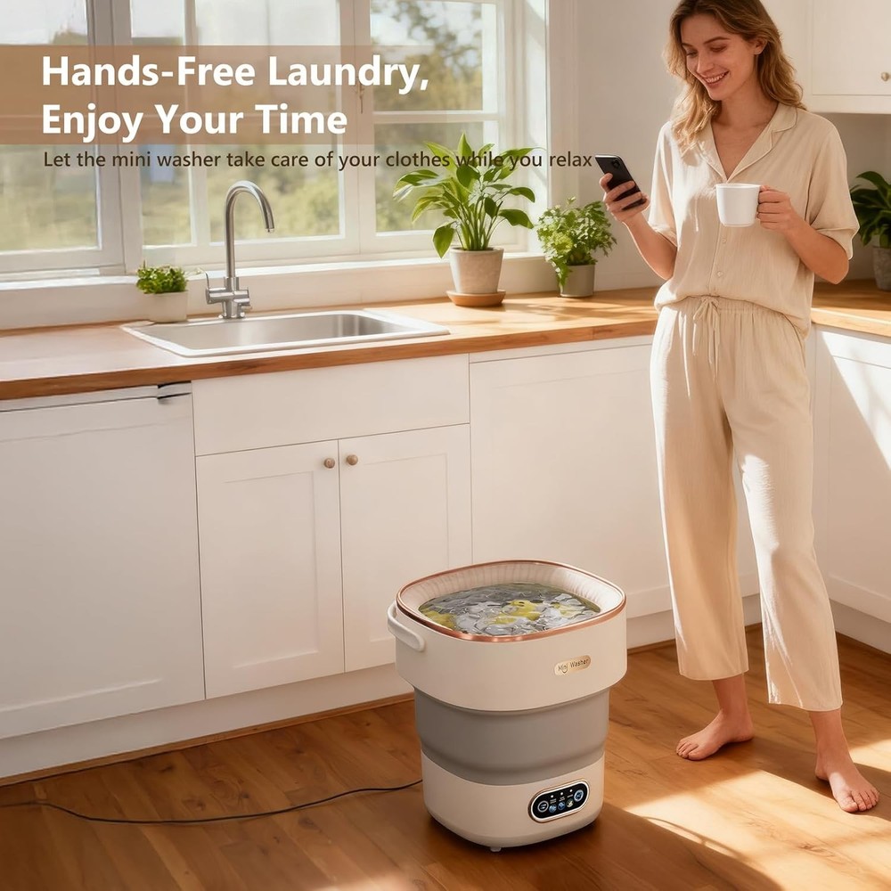 Portable Mini Washer & Spin Dryer 16L – Quiet, Compact Laundry Machine
