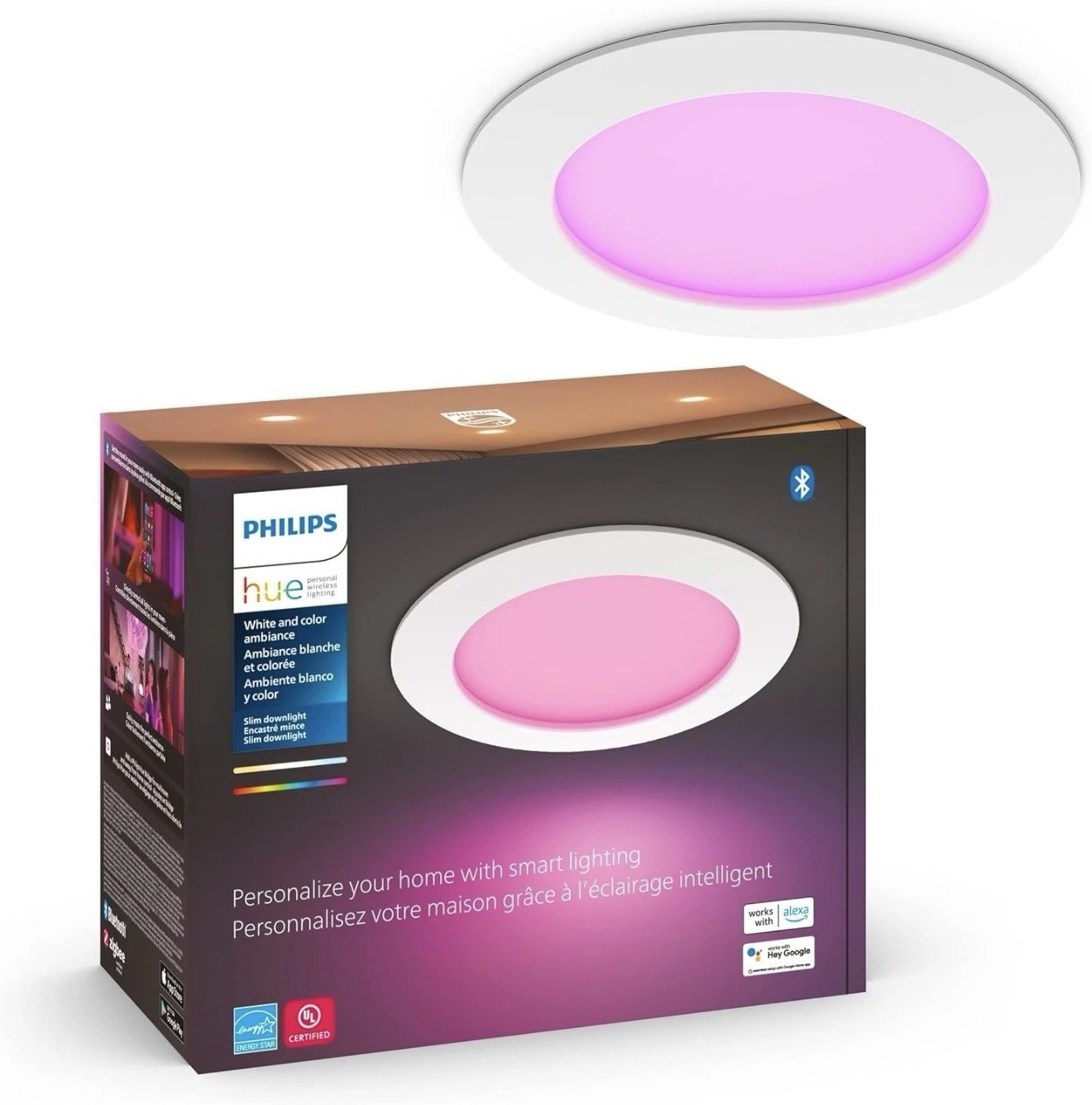 Philips Hue Smart Slim 6 Inch LED Downlight White and Color Ambiance Light