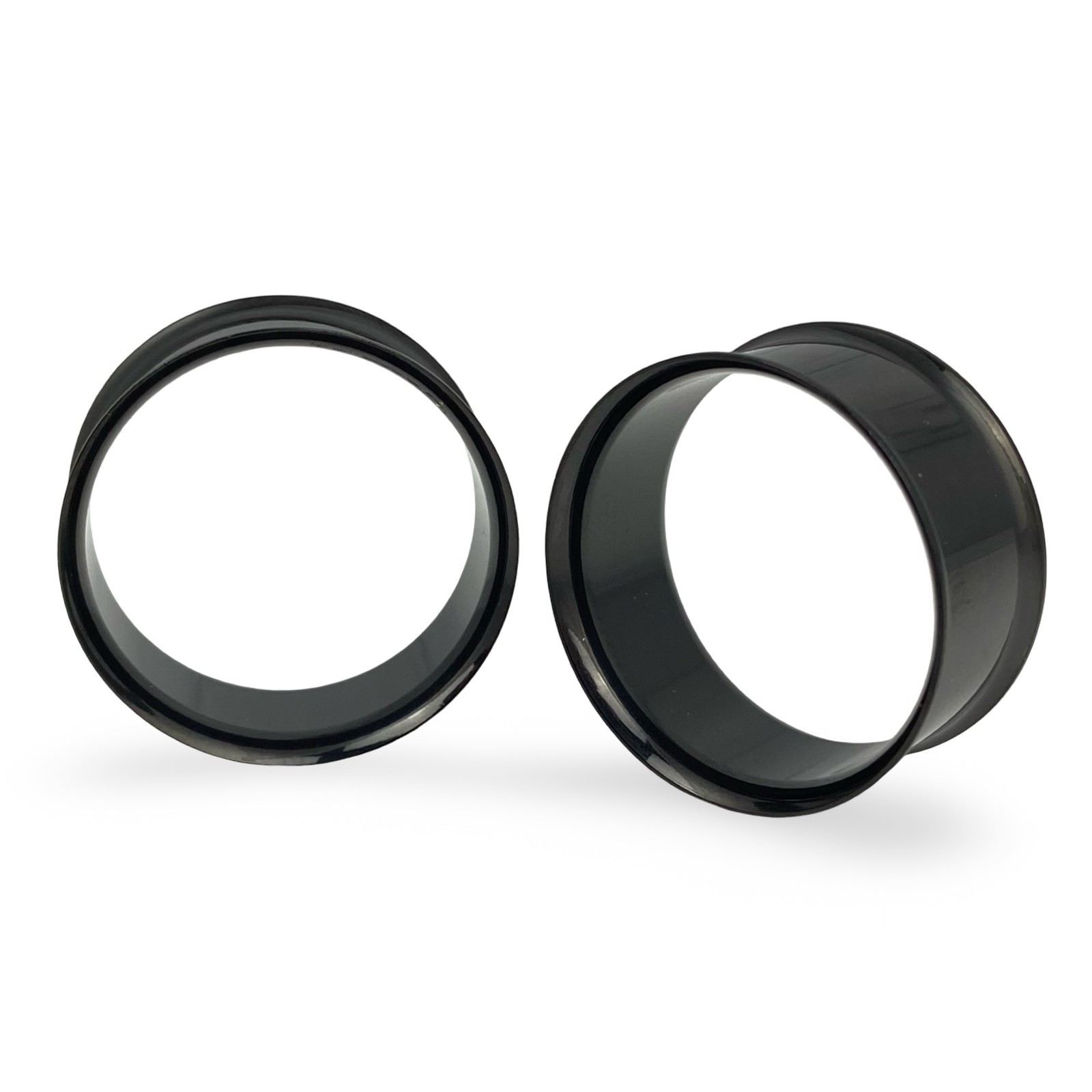 Pair of BLACK Steel Double Flare Tunnels set gauges plugs PICK SIZE