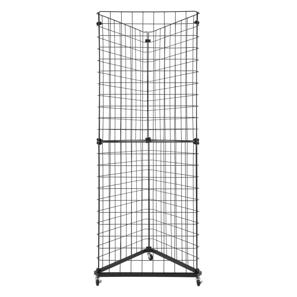 Triangle Wire Grid Display Stand with Casters - Stable Corner RackUS