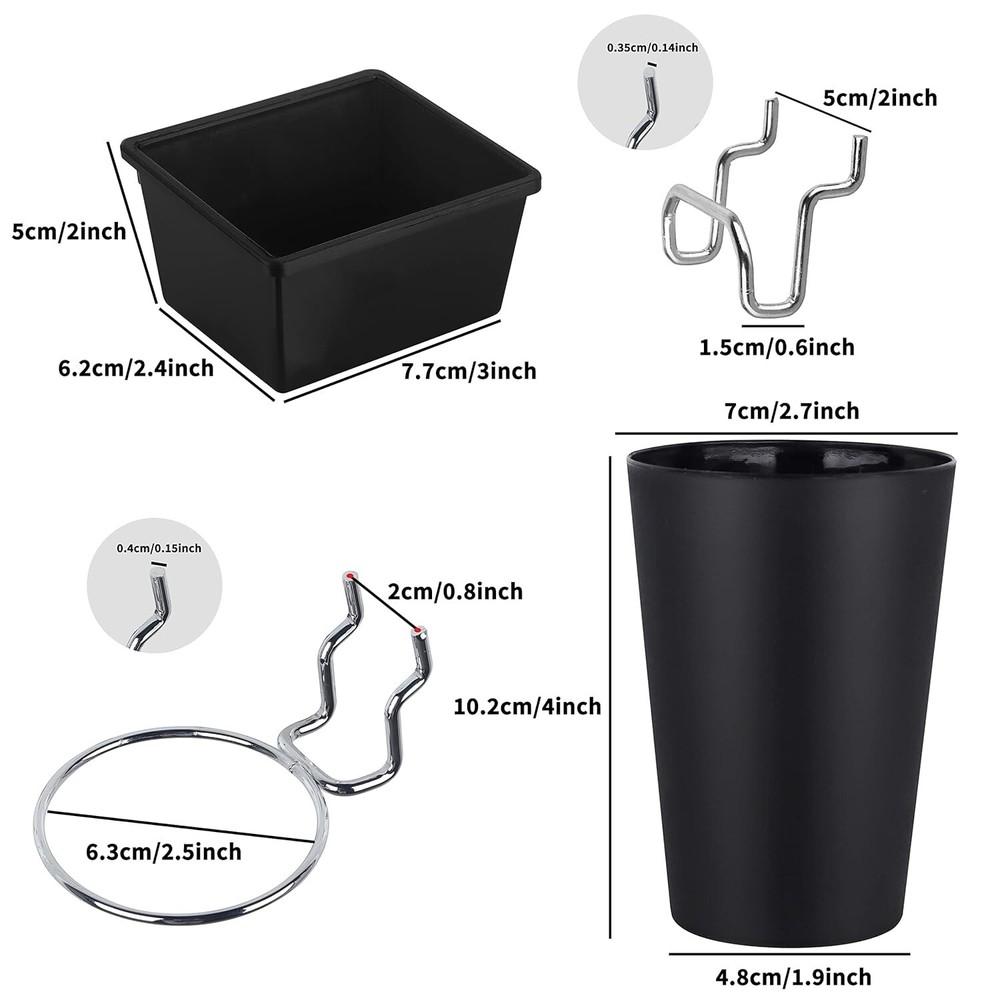 6 Sets Pegboard Bins Pegboard Cups with Hooks, Pegboard Hooks Assortment, Hooks