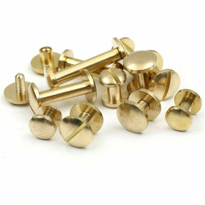 20*Arc Belt Screw Leather Craft Chicago Nail Brass Solid Rivet Stud Head 4-10mm