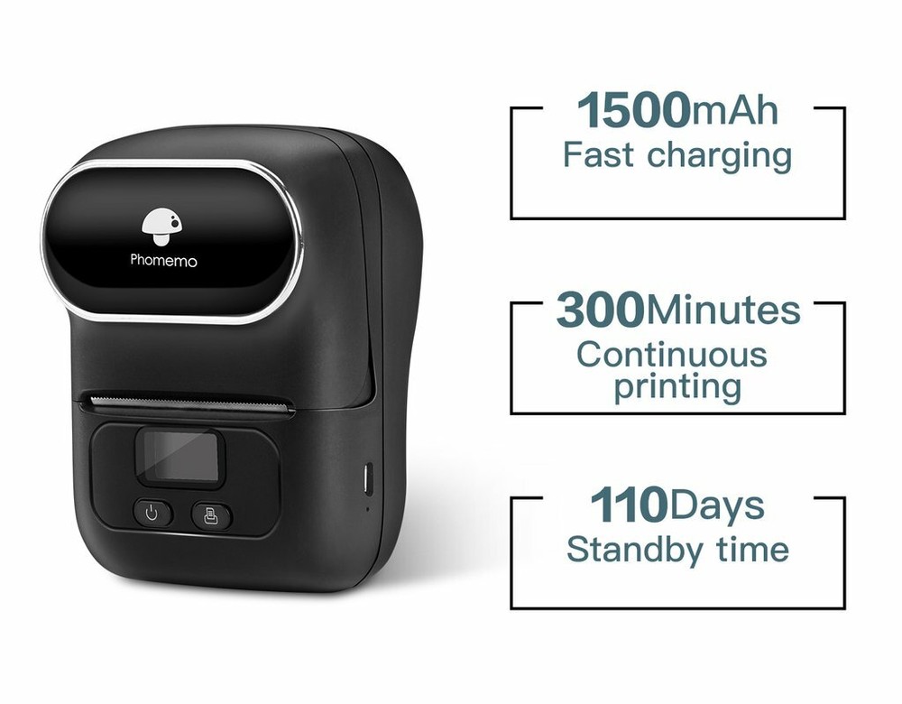 Portable M110 Printer Wireless Pocket Mobile POS Thermal Label Receipt Printer