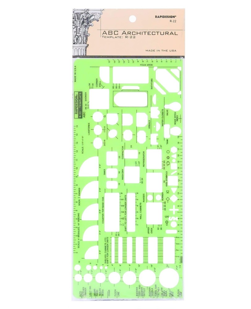 Rapidesign ABC Architectural 1/4" Scale Template, 1 Each (R22)