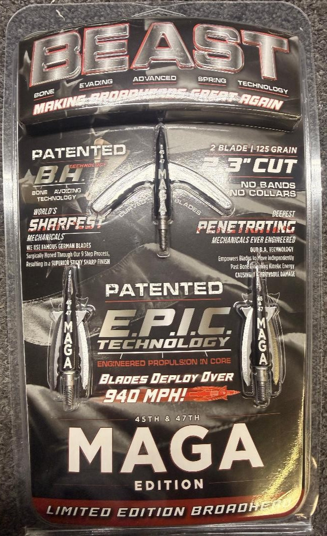 New Beast Broadheads Donald Trump Edition 125g 2.3 DJT Black Bow Limited MAGA