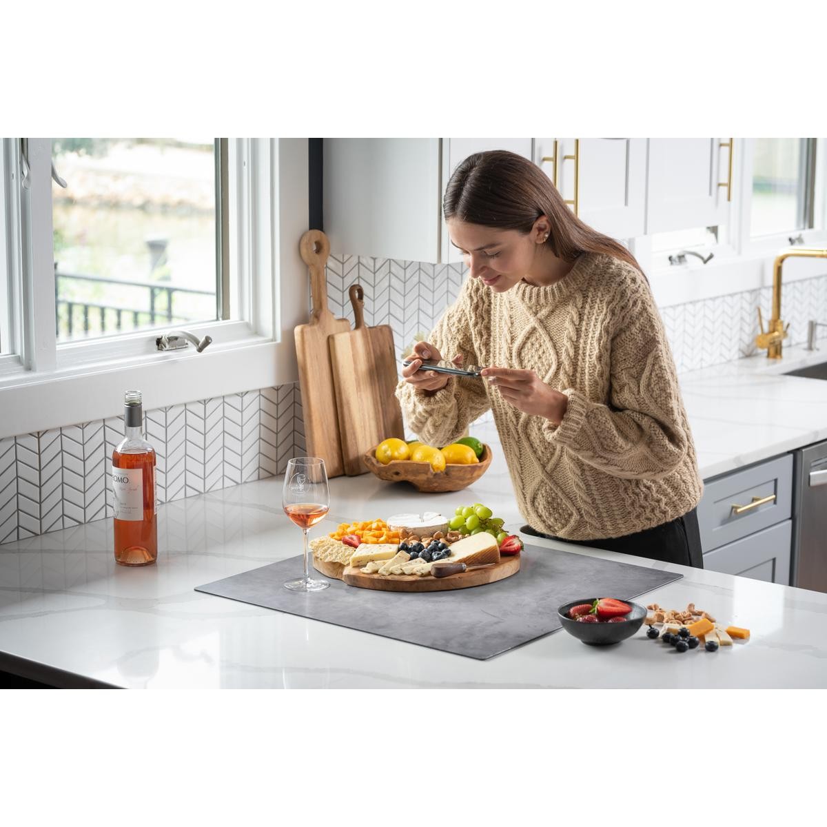 V-FLAT WORLD Duo Board - 24x24" Double Sided Surface Board, Iced Concrete/Midnig