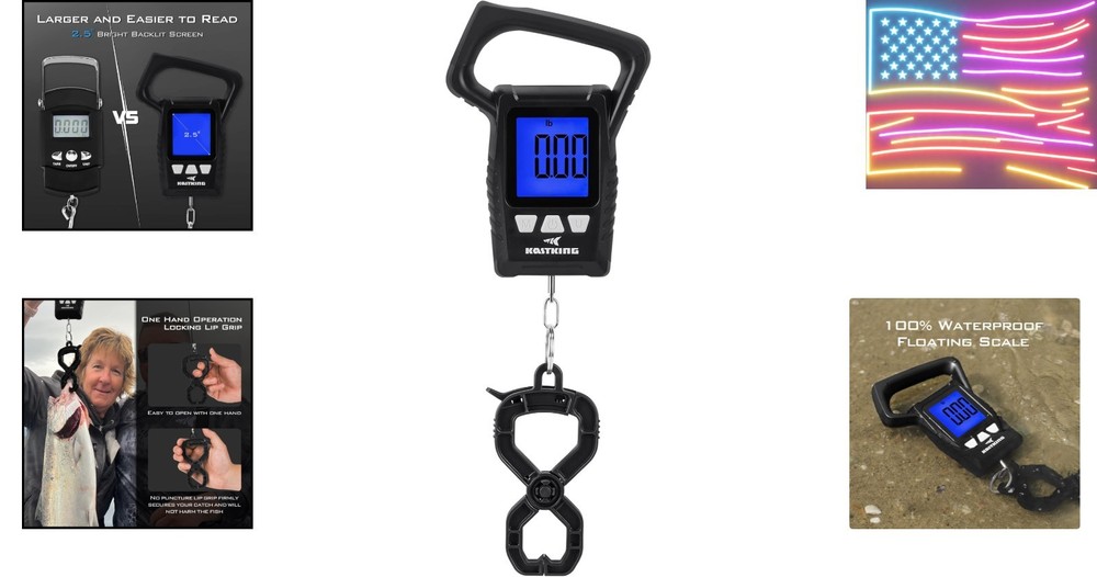 Fish Scale, Floating Waterproof Digital Scale, 2.5” Large LCD Display, 110lb ...