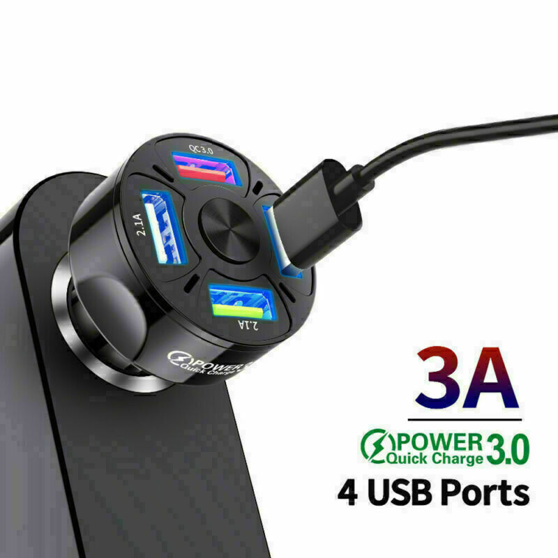 45W 4 Ports USB Car Charge Mini Fast Charging For iPhone/apple Charger Adapter