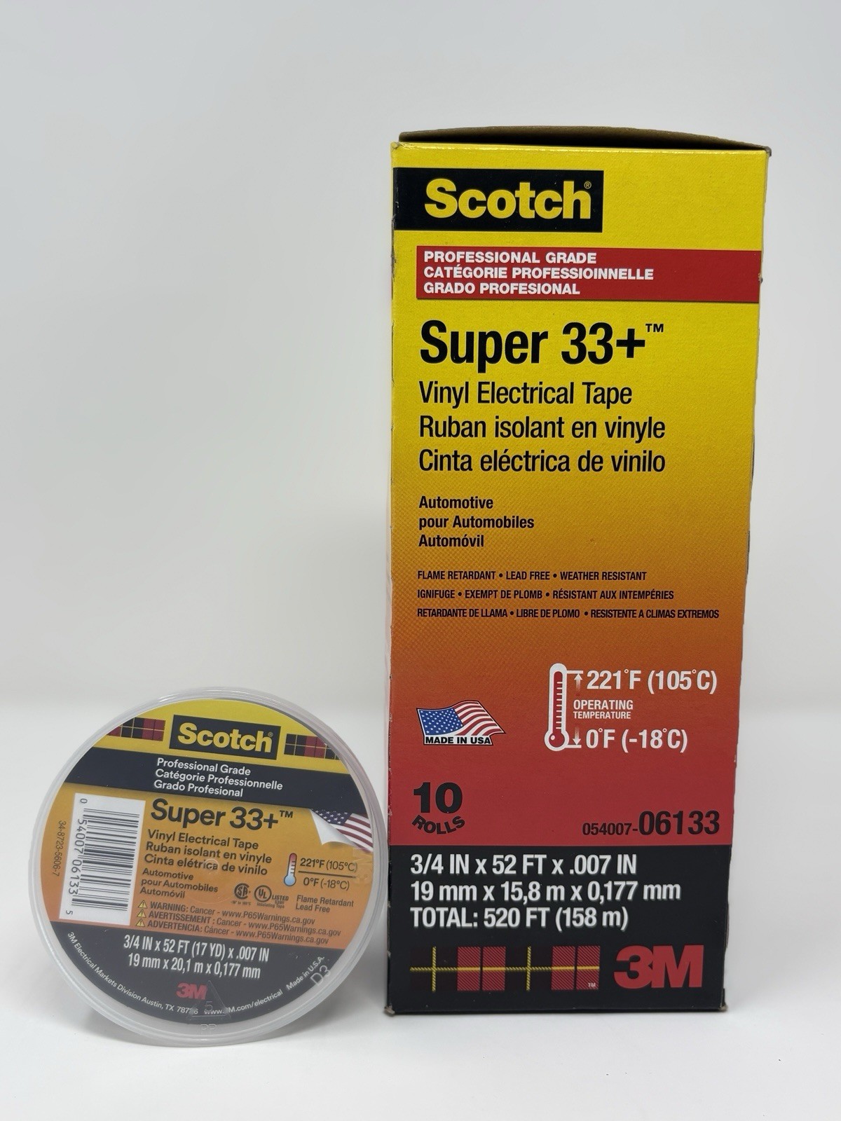 10 Rolls I Scotch 3M Super 33+ Vinyl Electrical Tape 06133 I 52FT I BLACK