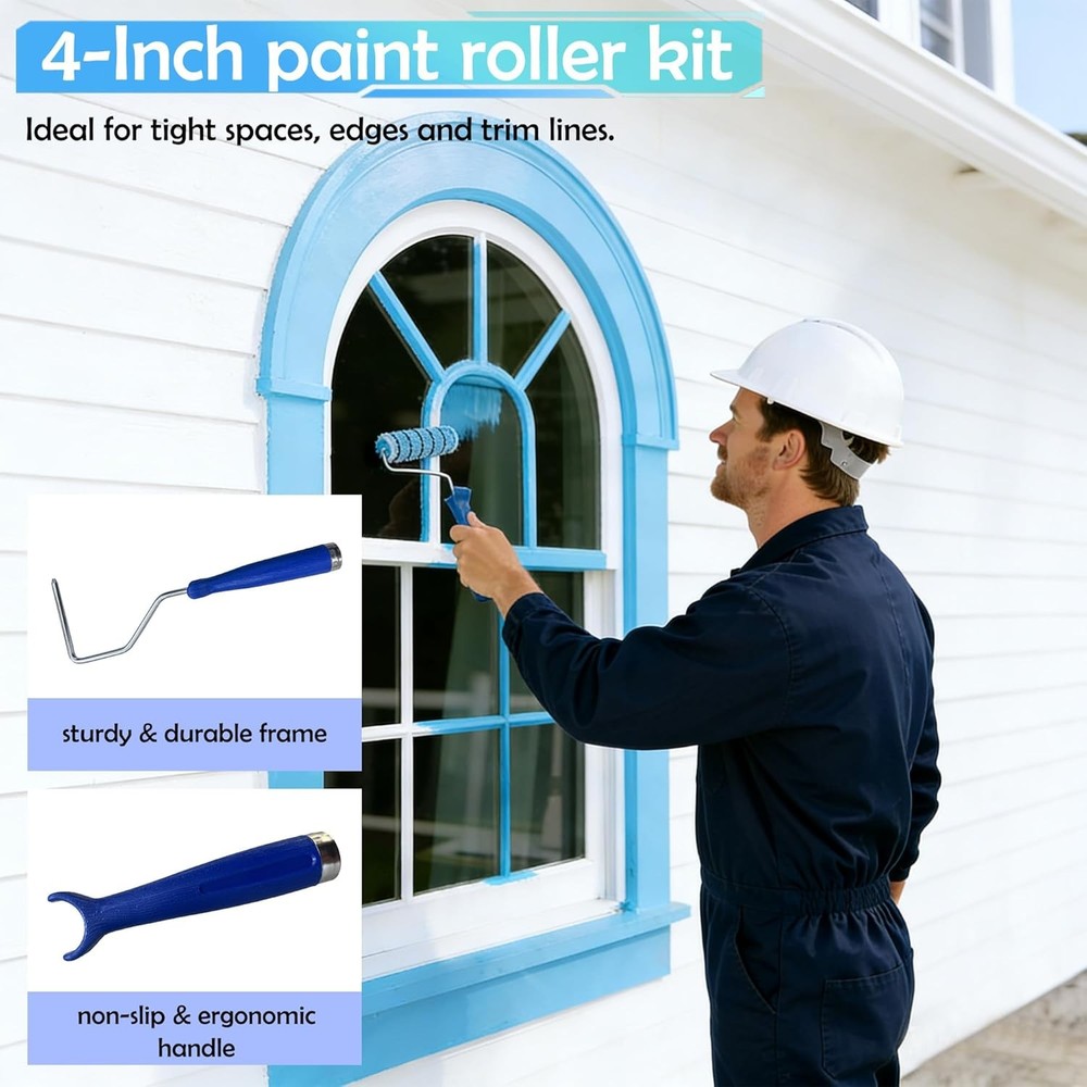 23Pcs Upgraded Paint Roller Kit - 9"&4" Frames, 4x9"/4x4" Microfiber Covers, Pai