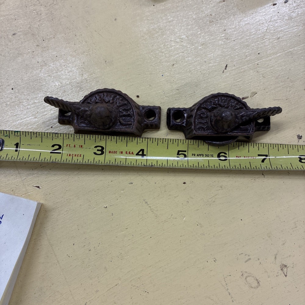 TWO Antique Window Sash Lock Latch no keeper