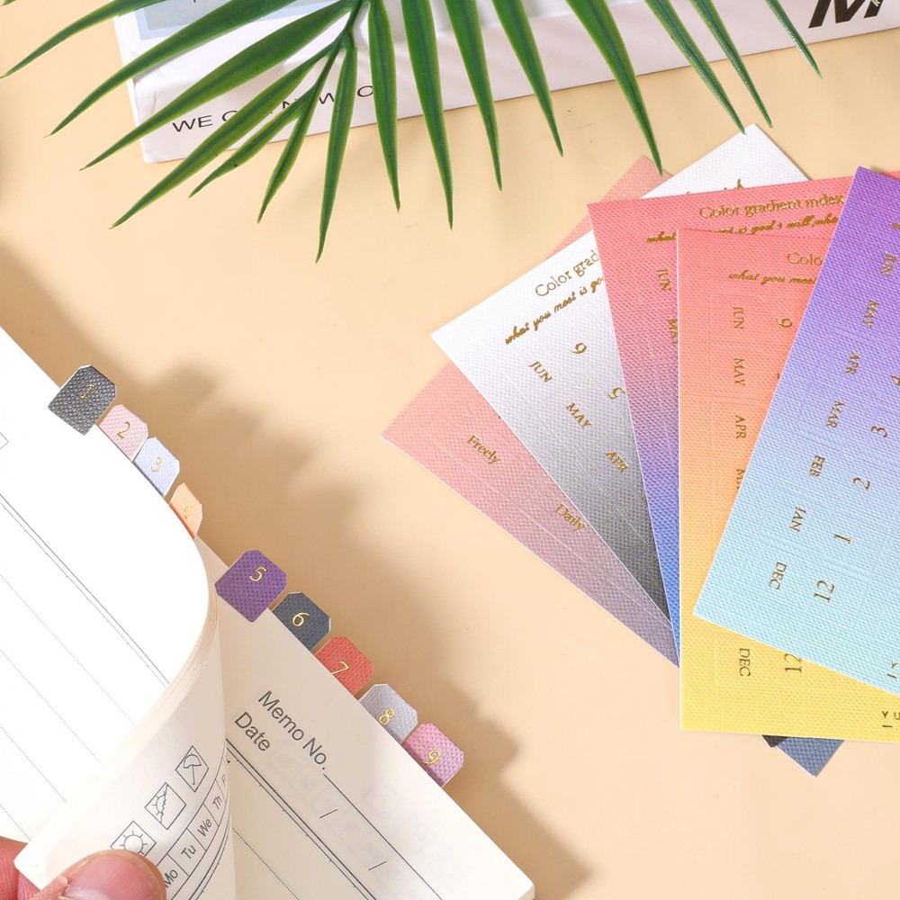 10 Sheet Monthly Tabs for Planners, Gradient Color Planner Multicolor