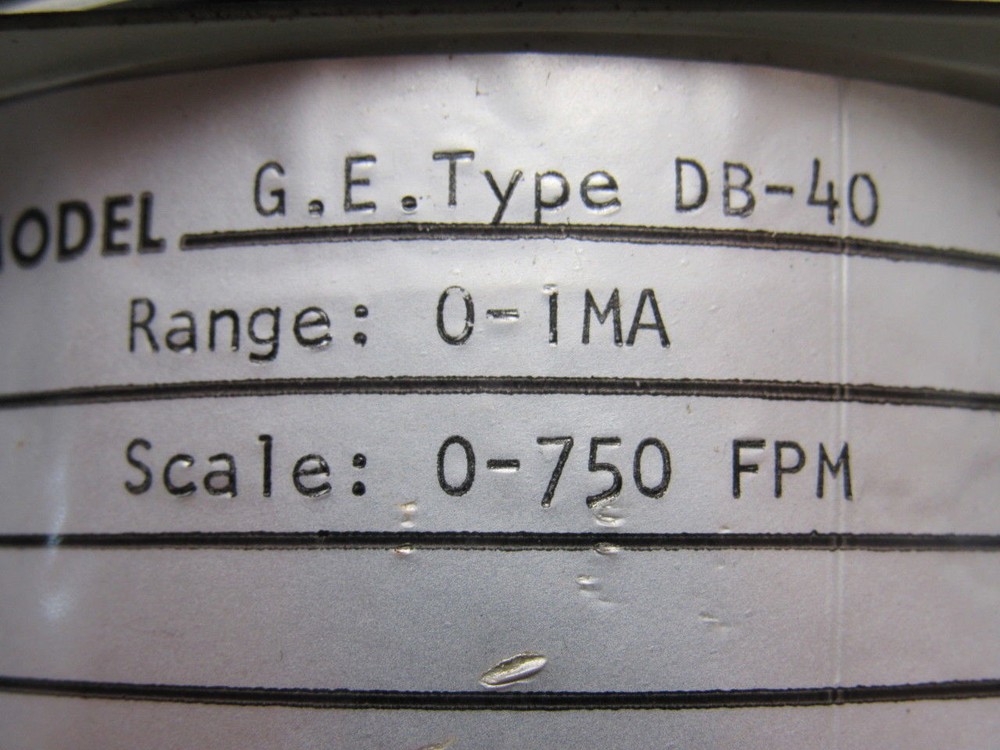 EIL Instruments G.E. Type DB-40 Panel Mount Meter 0-750FPM