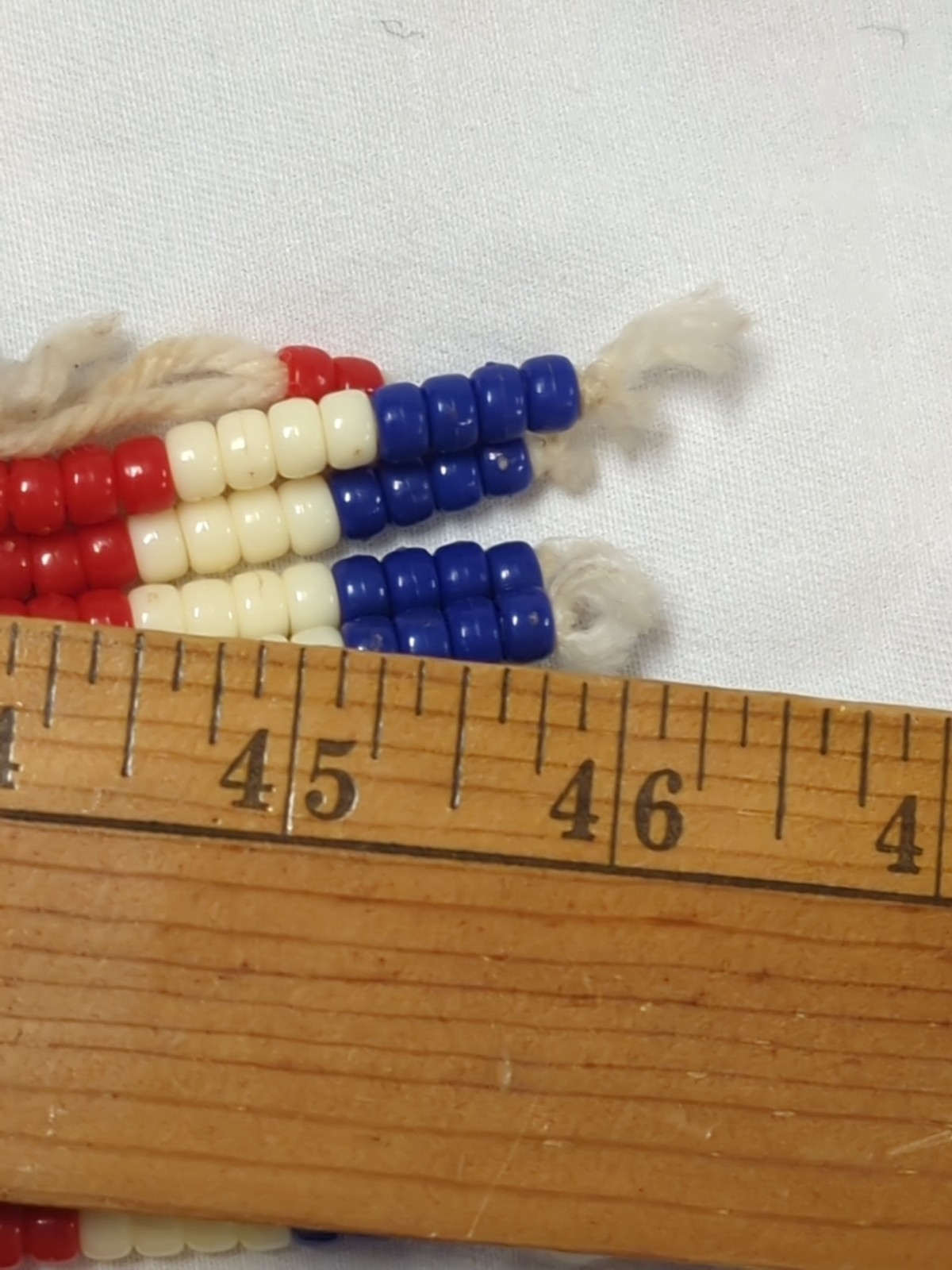 Bead Work Table Runner Wall Hanging Tasseled Boho Ethnic Native ? Vtg 16.5x46"