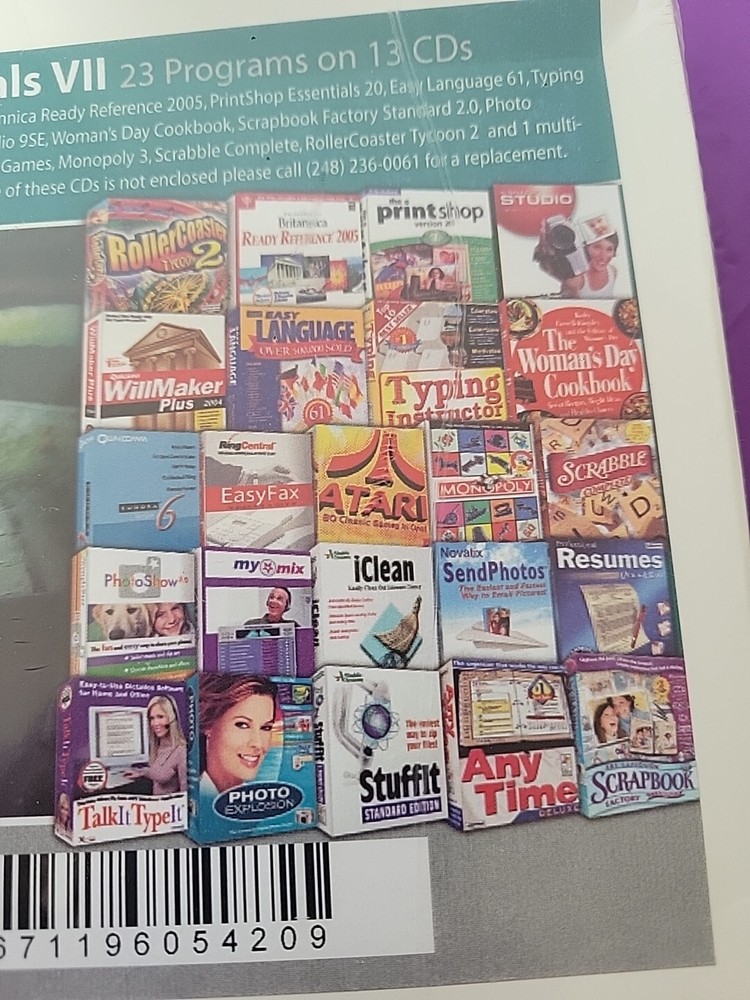 Vintage Software PC Essentials Vll 23 Programs on 13 CDs Rare Sealed