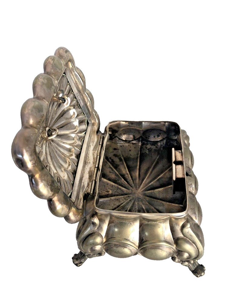 Antique Silver Plated Brass Sugar Box