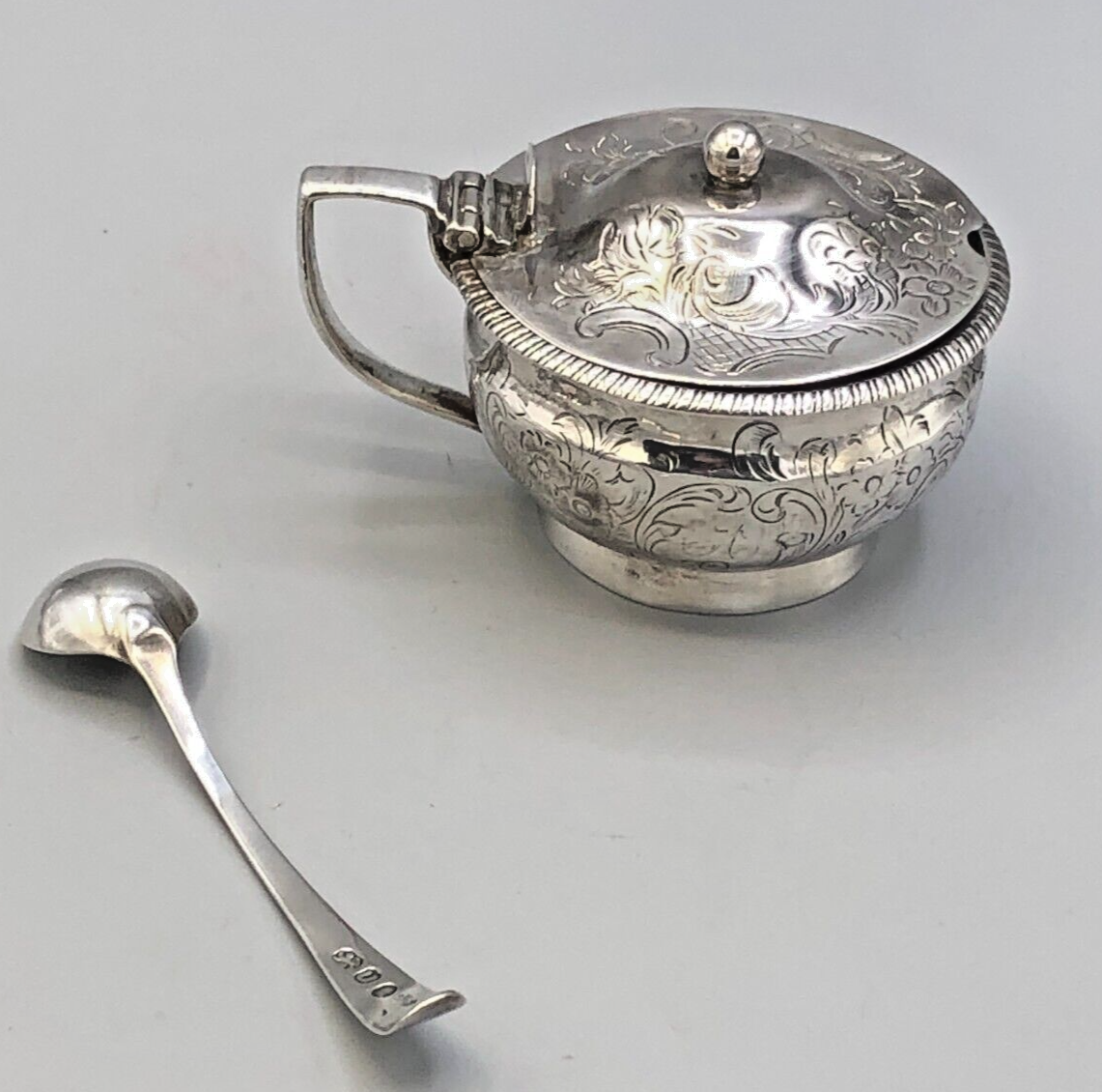 Antique Sterling Silver small Sauce Dish with Spoon, London England, circa 1798