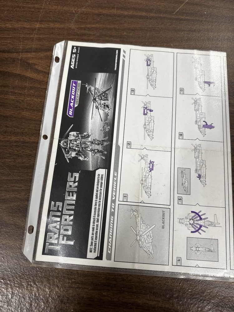 Instructions Only Transformers Blackout Deception FC3