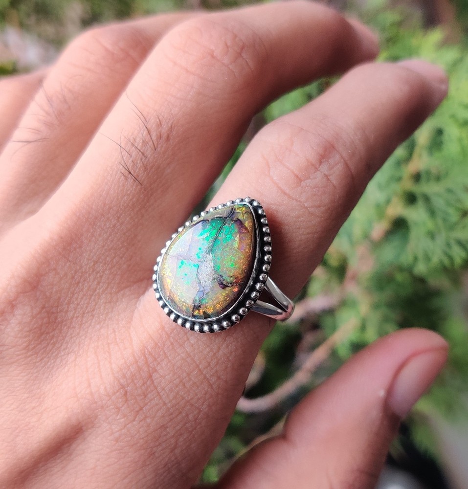 Monarch Opal Gemstone Ring Solid 925 Sterling Silver Handmade Designer Ring MK*
