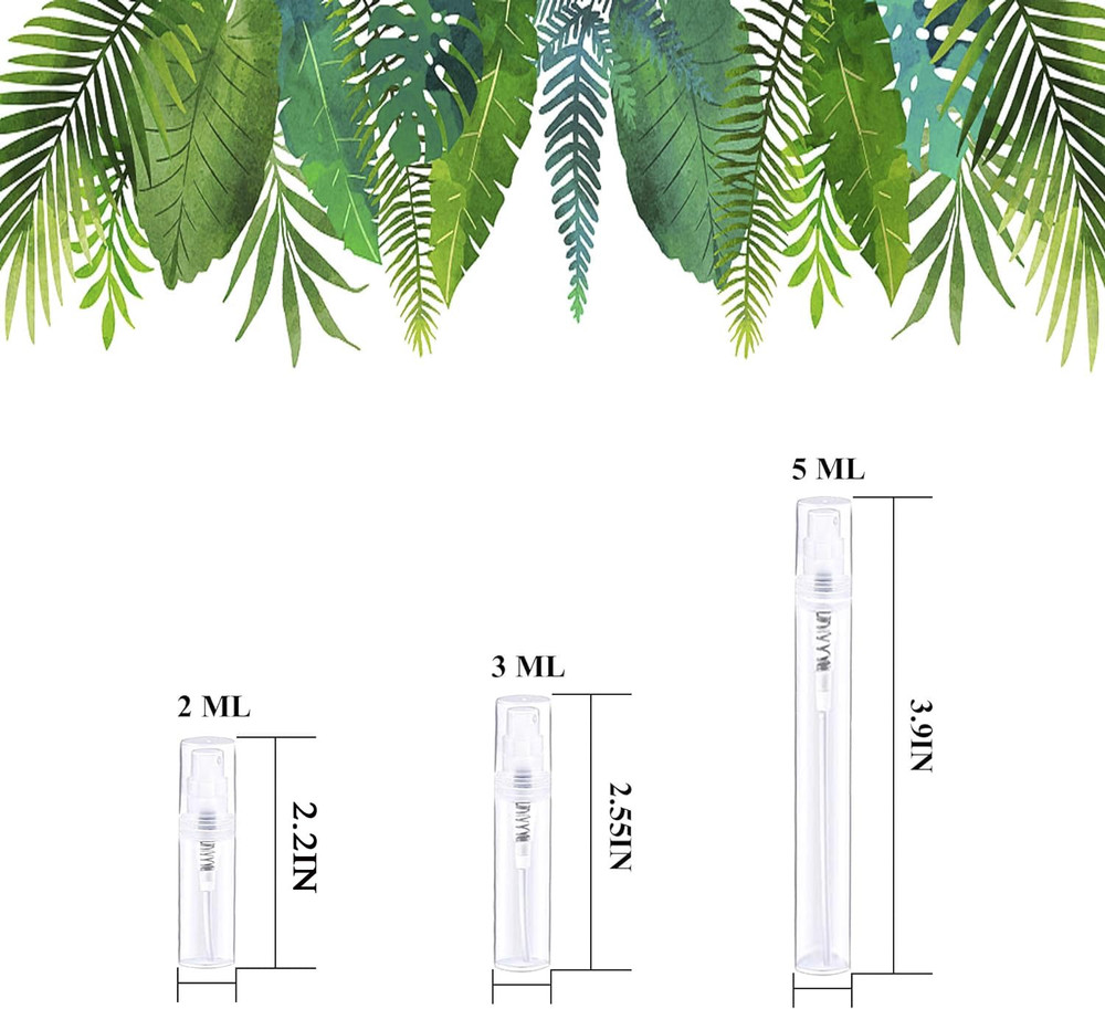 Mini Spray Bottle 100PCS 2ML Clear Plastic Empty Sample Containers Fine Mist Per