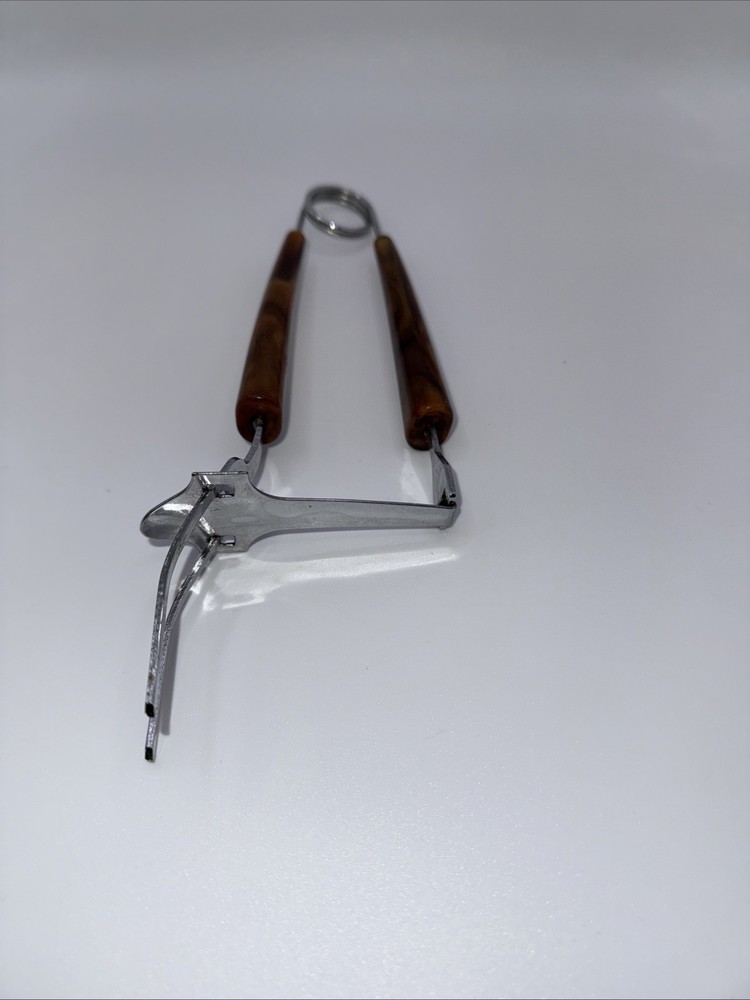 Vintage MCM Two Prong Meat Server Tool with Bakelite Tortoiseshell Handles
