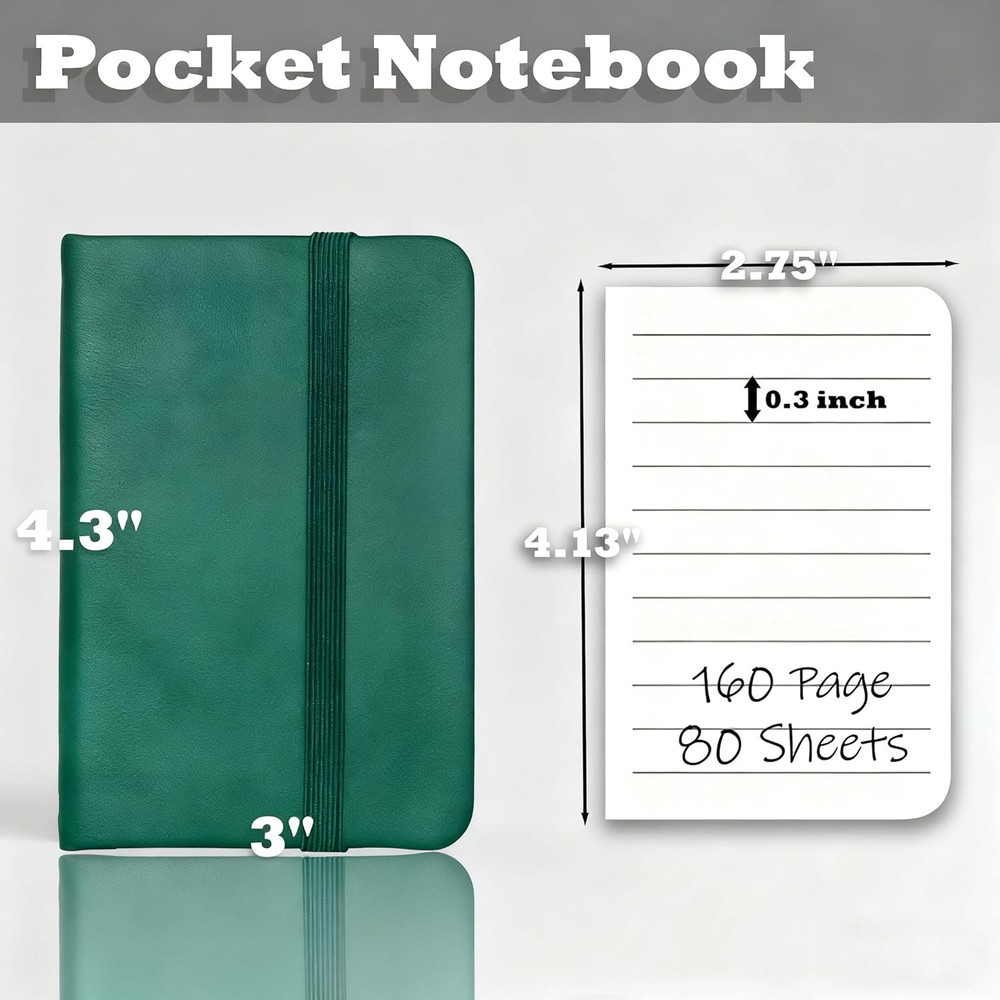 2 Pack Small Pocket Notebook,Journal Hardcover Notepad with Thick Lined Paper, 2