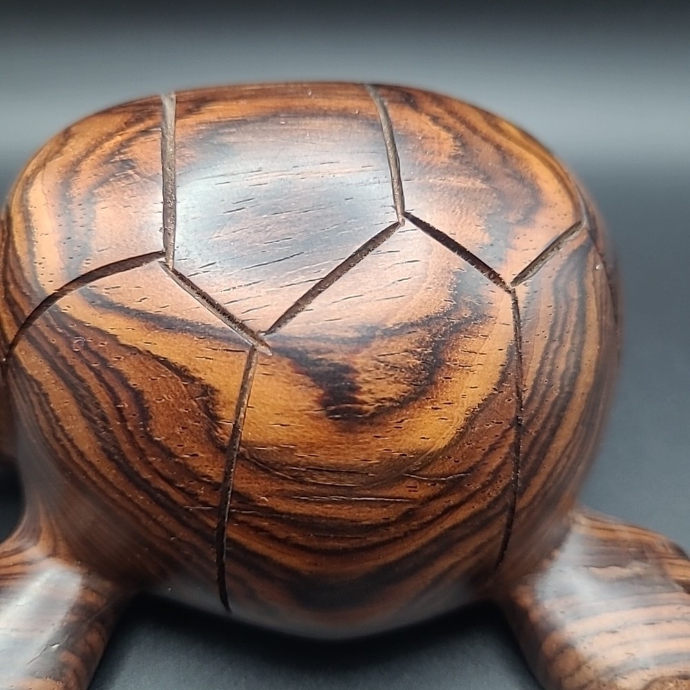 Hand Carved Dark Wood Turtle