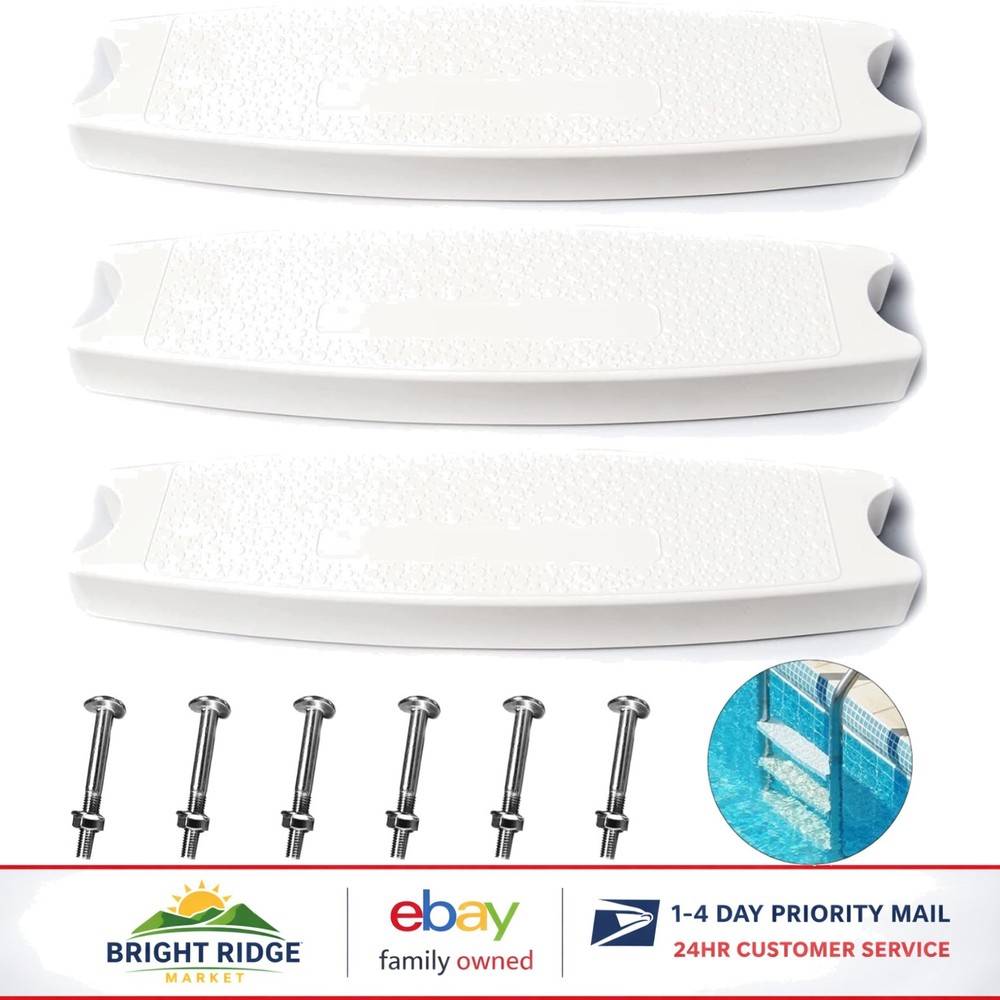 3-Pack Universal Swimming Pool Ladder Steps with Heavy-Duty Plastic Construction